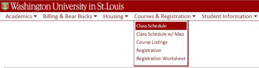 Select Courses and Registration >> Class Schedule